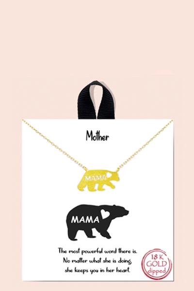 BLB MOTHER BEAR PENDANT MESSAGE NECKLACE