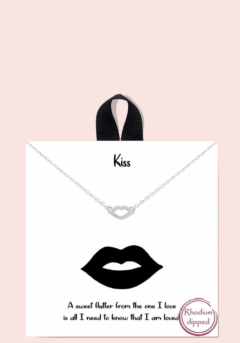 18K GOLD RHODIUM DIPPED KISS NECKLACE