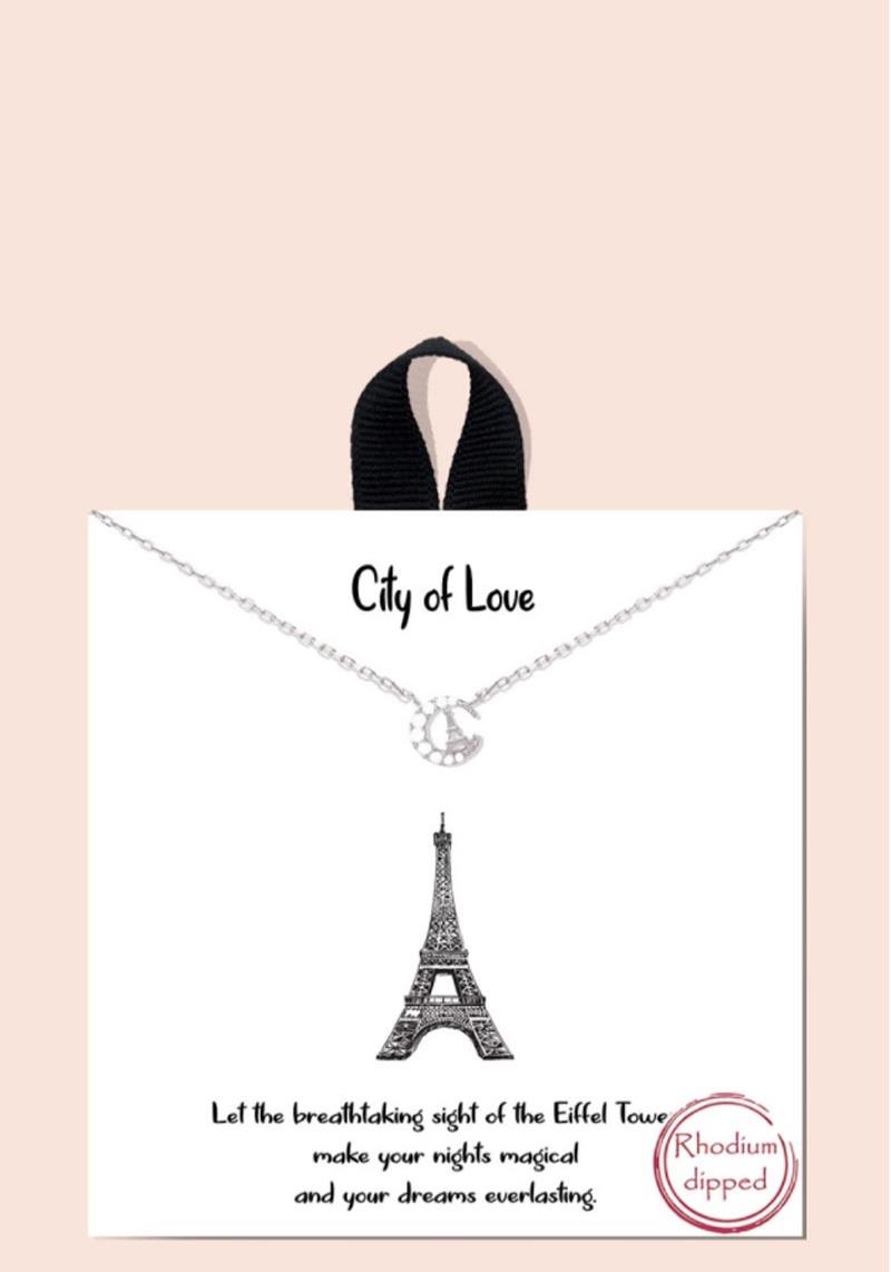 CITY OF LOVE EIFFEL TOP WITH MOON METAL NECKLACE