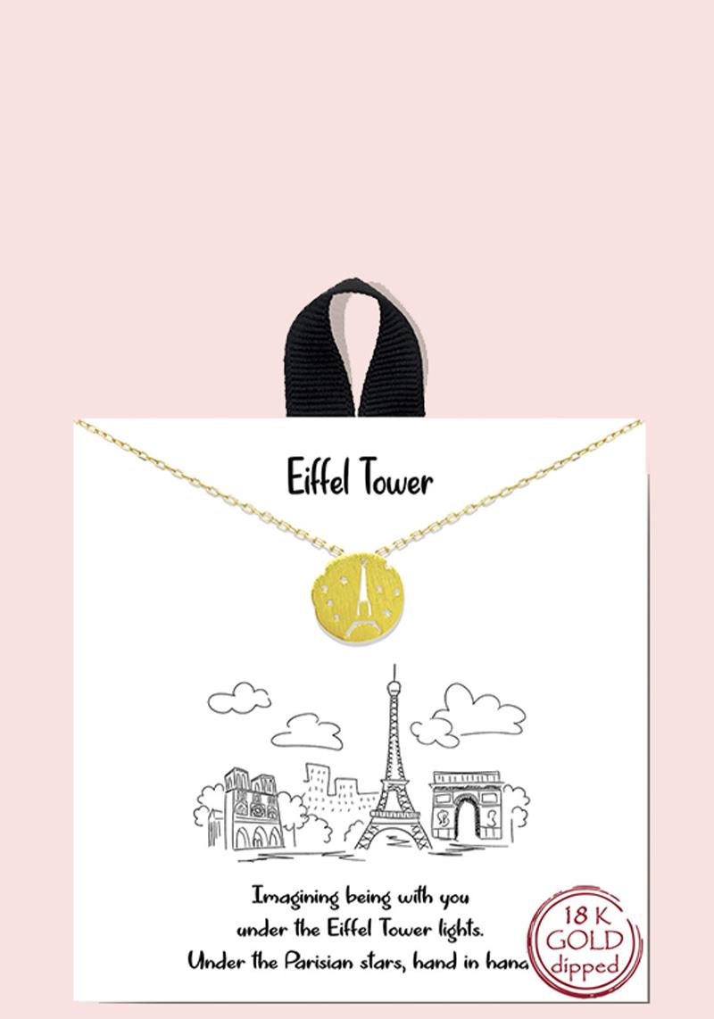18K GOLD RHODIUM DIPPED EIFFEL TOWER NECKLACE