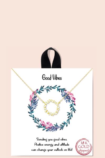 BLB GOOD VIBES STONE PENDANT DAINTY MESSAGE NECKLACE