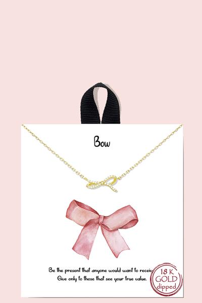 18K GOLD RHODIUM DIPPED BOW NECKLACE