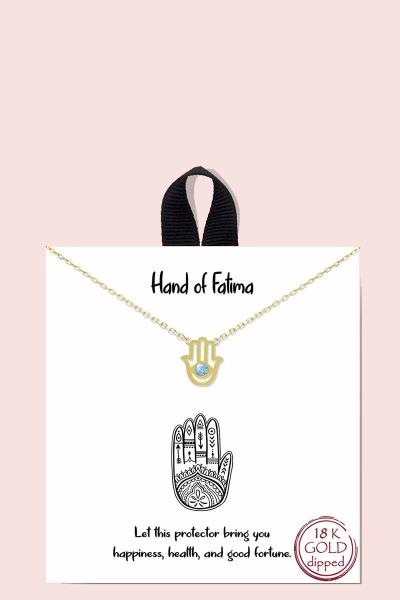 18K GOLD RHODIUM DIPPED HAND OF FATIMA PENDANT NECKLACE