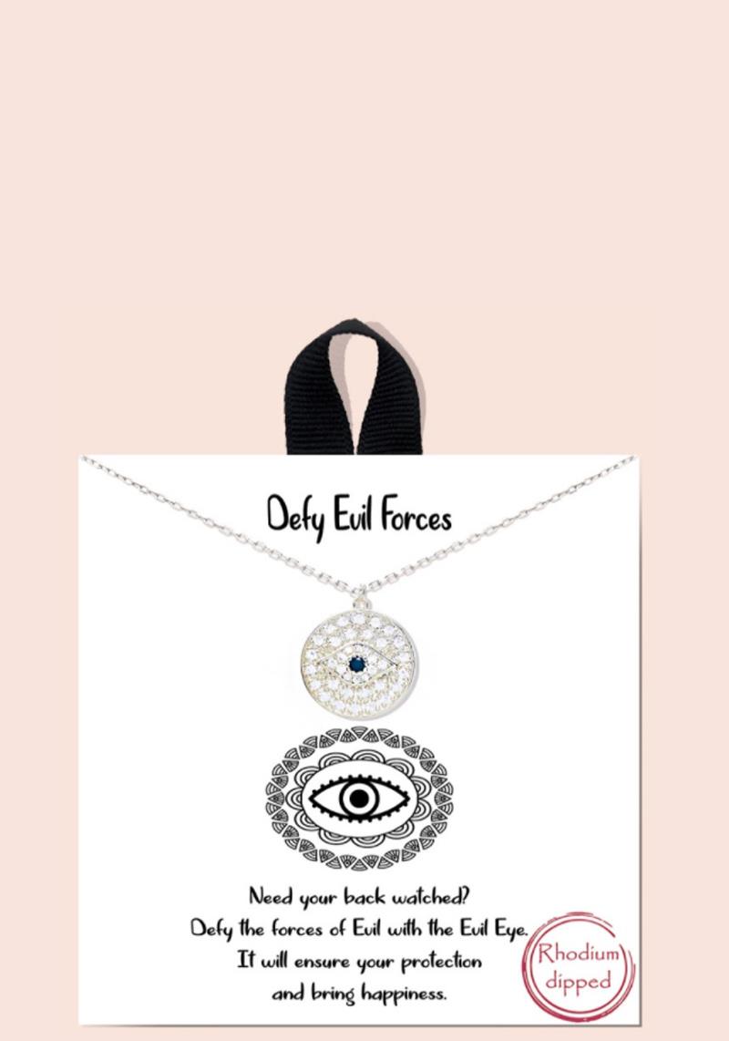 BLB DEFY EVIL FORCES EYE PENDANT MESSAGE NECKLACE