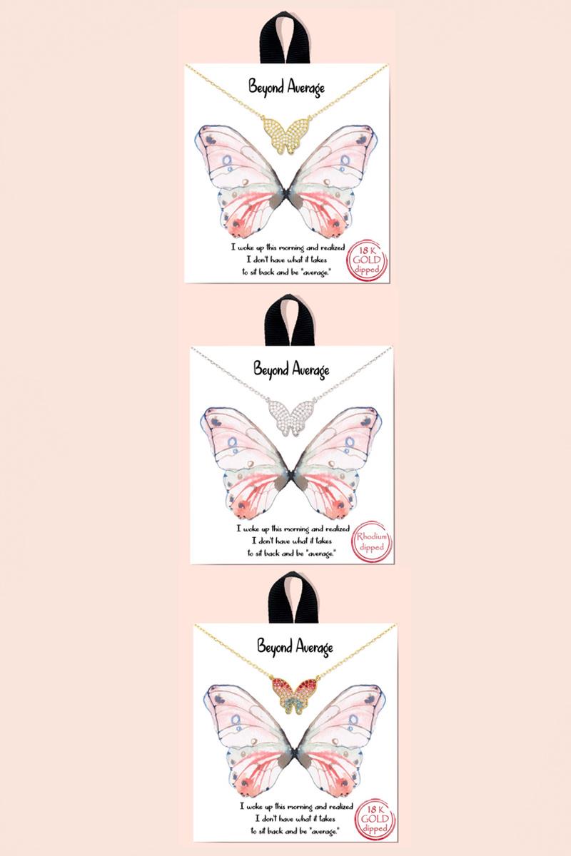 BLB BEYOUND AVERAGE BUTTERFLY DAINTY MESSAGE NECKLACE