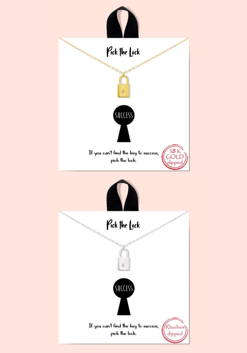 BLB POCK THE LOCK PENDANT DAINTY MESSAGE NECKLACE