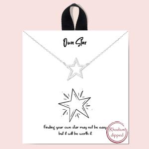 OWN STAR RHINESTONE DAINTY METAL NECKLACE