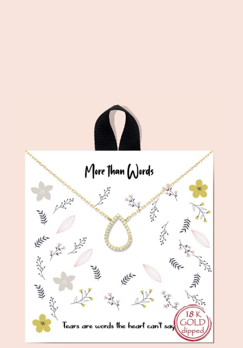 BLB MOER THAN WORDS TEARDROP DAINTY MESSAGE NECKLACE