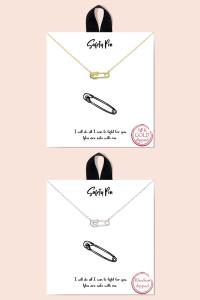 BLB SALETY PIN CLOTHING PIN DAINTY MESSAGE NECKLACE