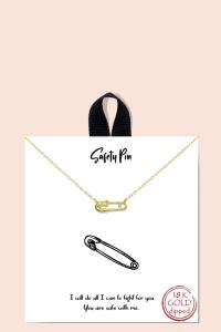 BLB SALETY PIN CLOTHING PIN DAINTY MESSAGE NECKLACE