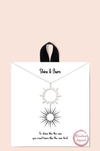 BLB SHINE AND BURN SUN PENDANT DAINTY MESSAGE NECKLACE
