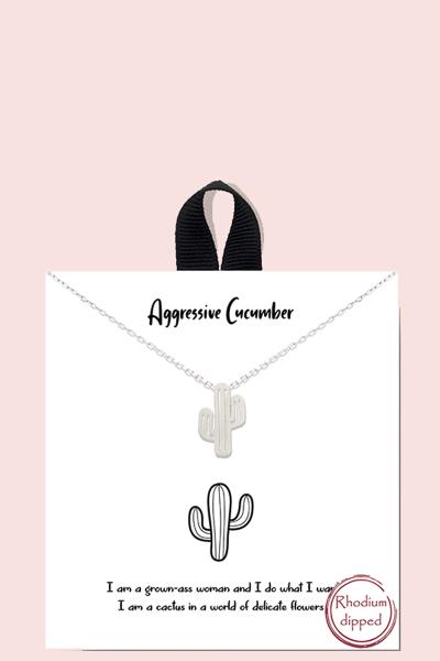 18K GOLD RHODIUM DIPPED AGGRESSIVE CACTUS NECKLACE