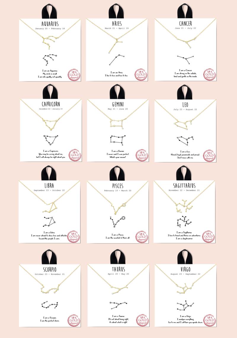 CONSTELLATION STAR HOROSCOPE ZODIAC CHARM NECKLACE