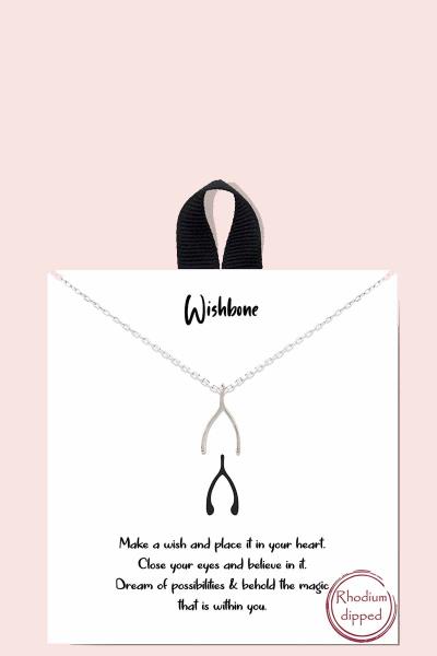 18K GOLD RHODIUM DIPPED WISHBONE NECKLACE