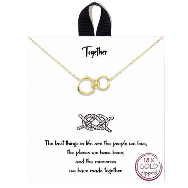 18K GOLD RHODIUM DIPPED TOGETHER KNOT MESSAGE NECKLACE