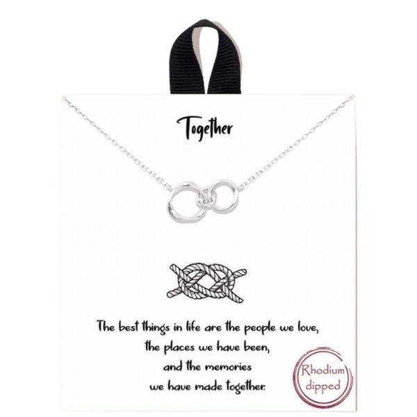 18K GOLD RHODIUM DIPPED TOGETHER KNOT MESSAGE NECKLACE
