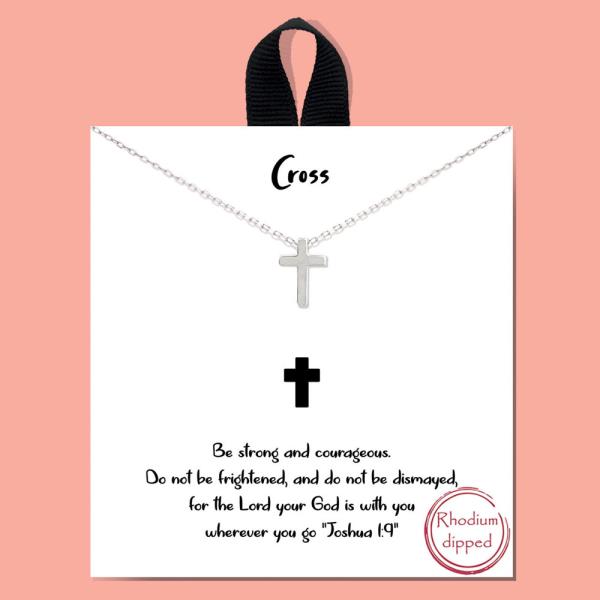 18K GOLD RHODIUM DIPPED CROSS NECKLACE