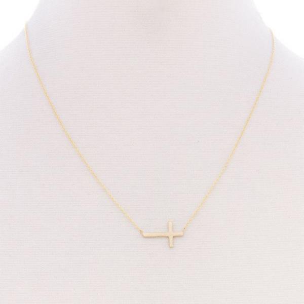 BLB CROSS DAINTY METAL MESSAGE NECKLACE