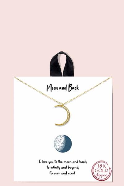 18K GOLD RHODIUM DIPPED MOON AND BACK NECKLACE