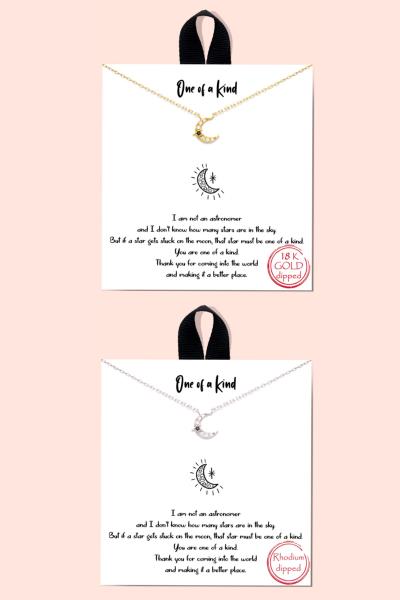 BLB ONE OF THE KIND MOON PENDANT DAINTY MESSAGE NECKLACE