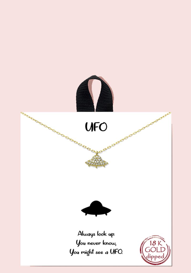 18K GOLD RHODIUM DIPPED UFO PENDANT NECKLACE