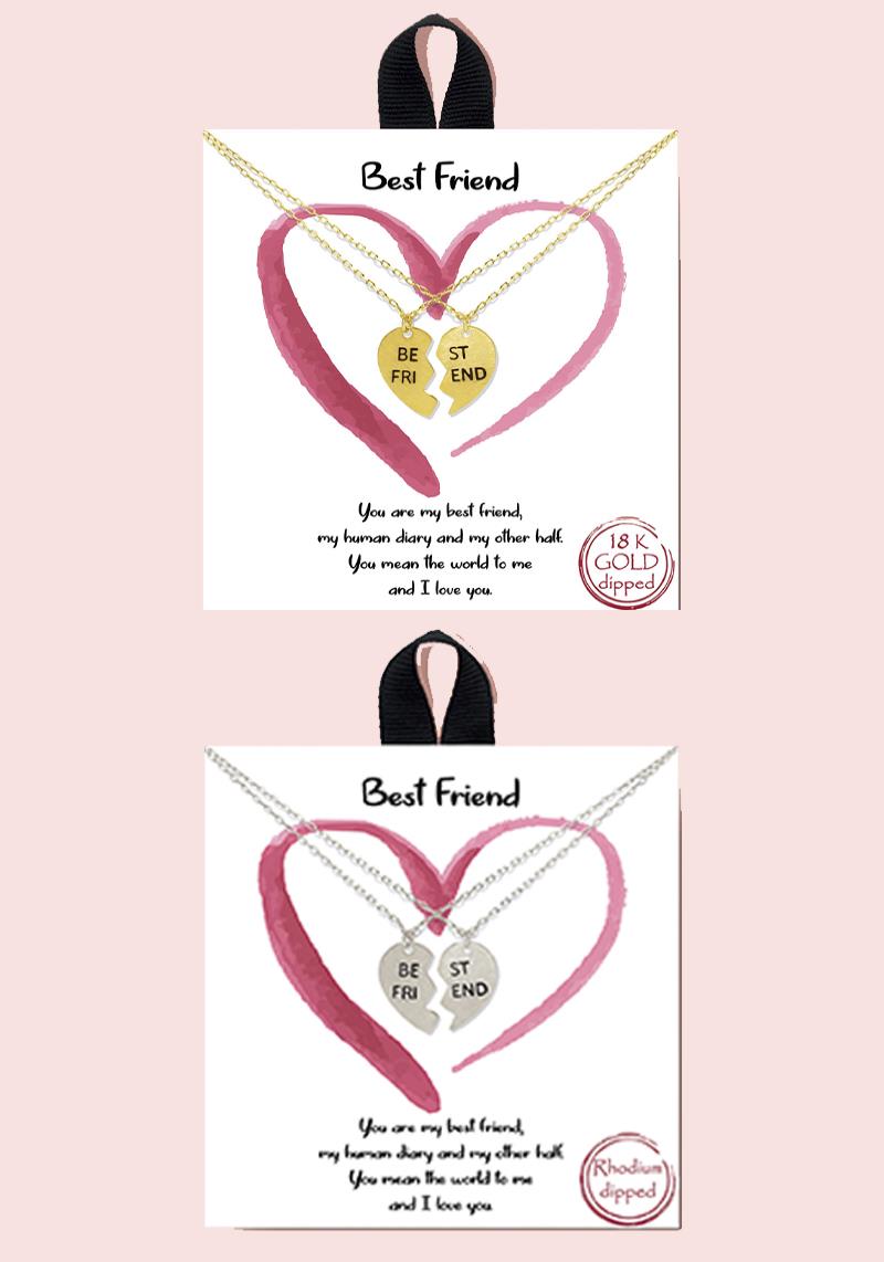 18K GOLD RHODIUM DIPPED BEST FRIEND PENDANT NECKLACE