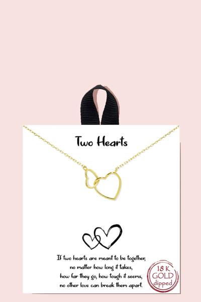 18K GOLD RHODIUM DIPPED TWO HEARTS NECKLACE