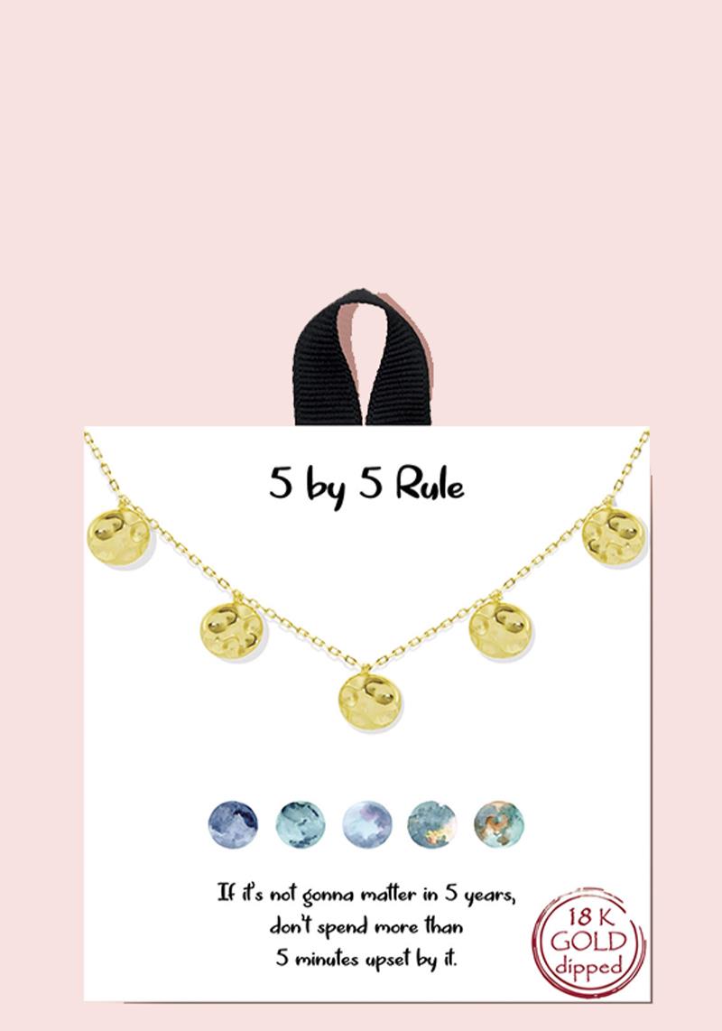 18K GOLD RHODIUM DIPPED 5 BY 5 RULE NECKLACE
