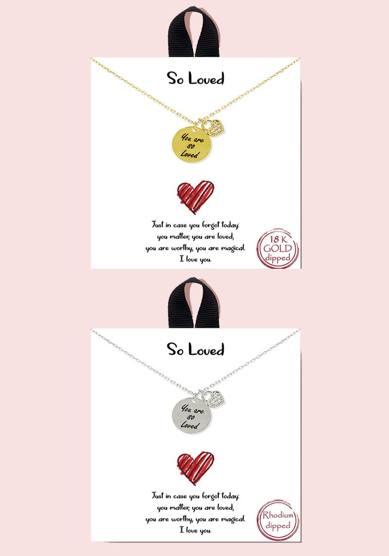18K GOLD RHODIUM DIPPED SO LOVED PENDANT NECKLACE