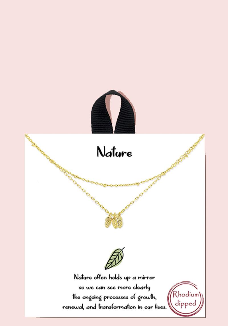 18K GOLD RHODIUM DIPPED NATURE PENDANT NECKLACE