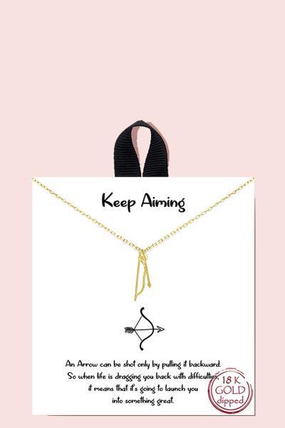 18K GOLD RHODIUM DIPPED KEEP AIMING NECKLACE