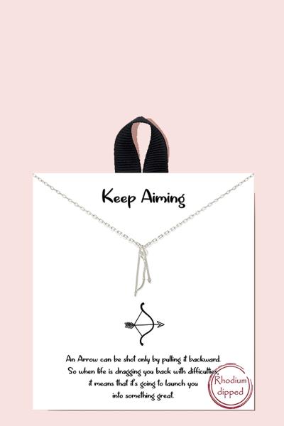 18K GOLD RHODIUM DIPPED KEEP AIMING NECKLACE