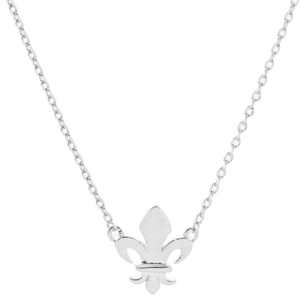 18K GOLD RHODIUM DIPPED FLEUR DE LIS NECKLACE