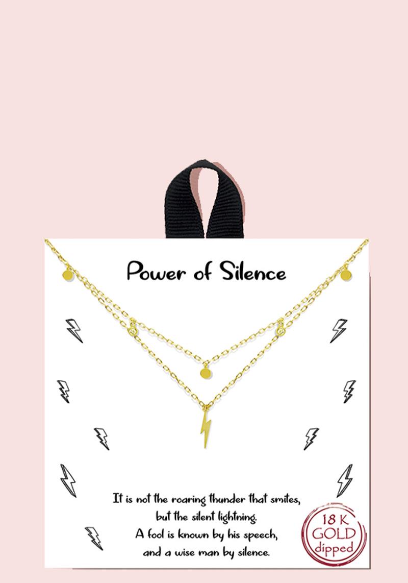 18K GOLD RHODIUM DIPPED POWER OF SILENCE PENDANT NECKLACE