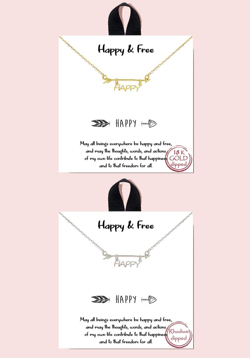 18K GOLD RHODIUM DIPPED HAPPY & FREE NECKLACE