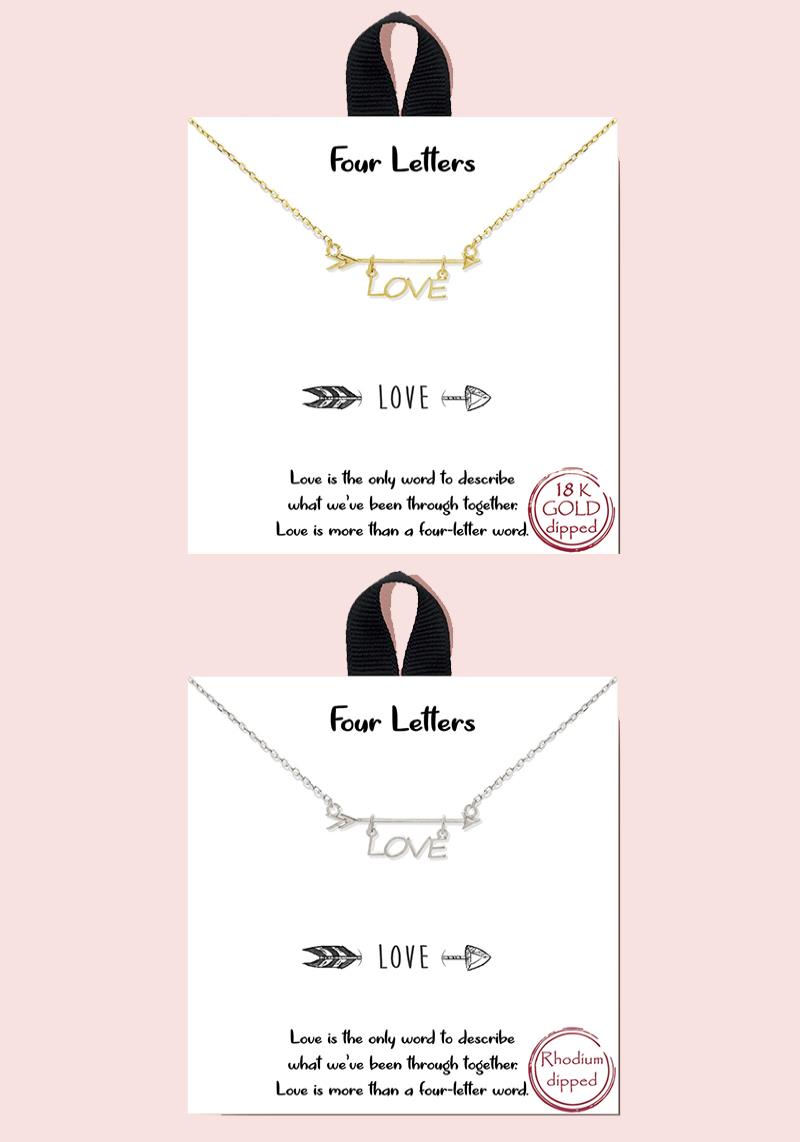 18K GOLD RHODIUM DIPPED FOUR LETTERS NECKLACE