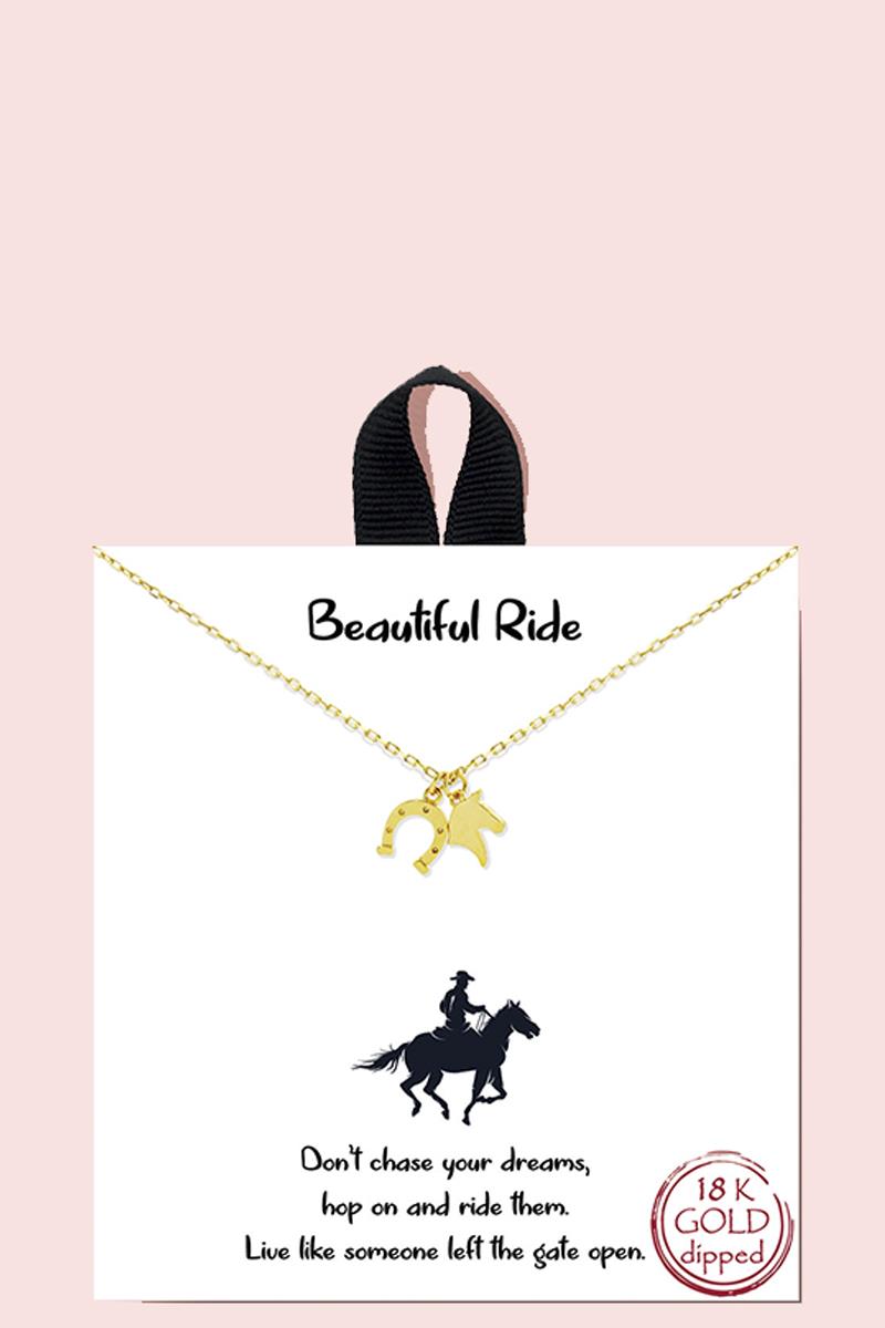 18K GOLD RHODIUM DIPPED BEAUTIFUL RIDE NECKLACE