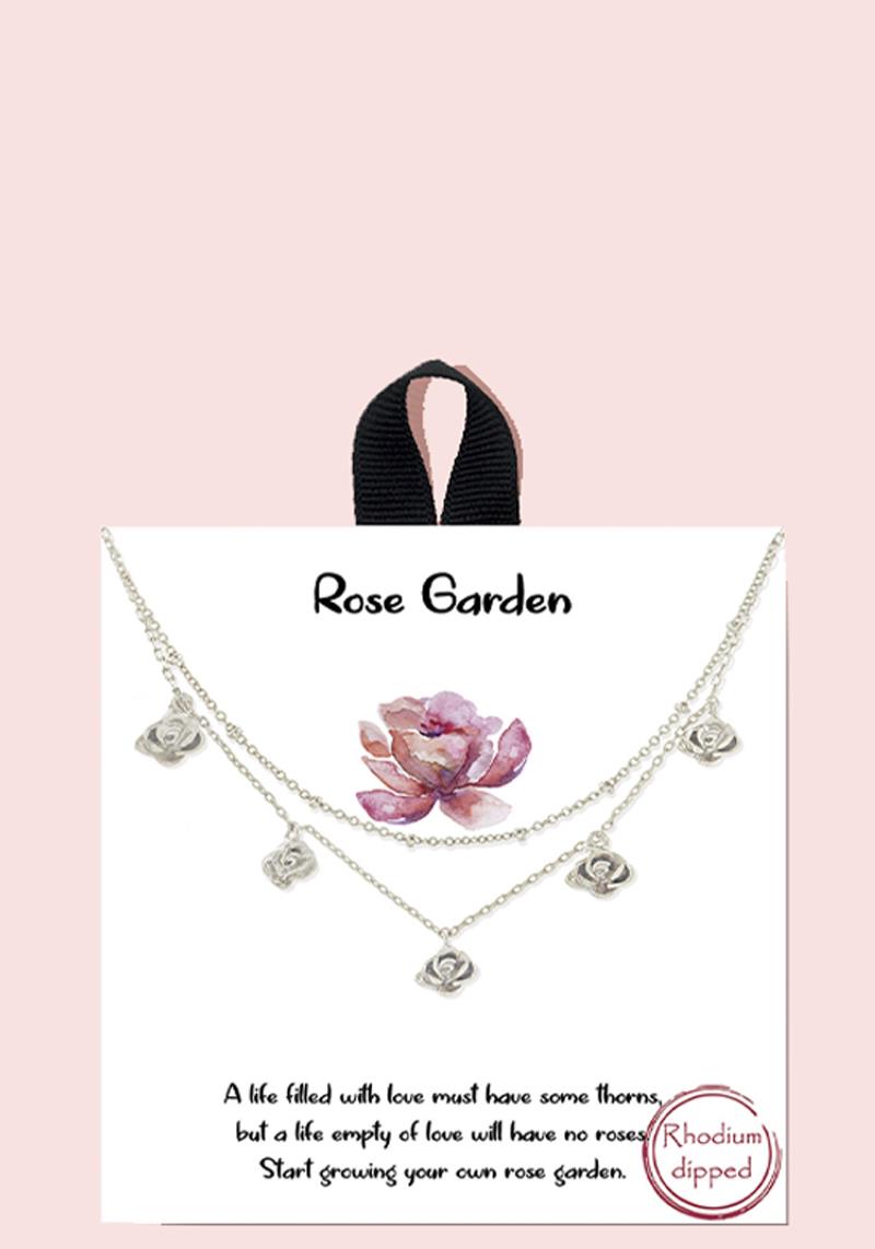 18K GOLD RHODIUM DIPPED ROSE GARDEN NECKLACE