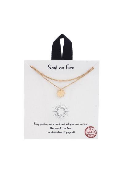 18K GOLD RHODIUM DIPPED SOUL OF FIRE SUN PENDANT NECKLACE