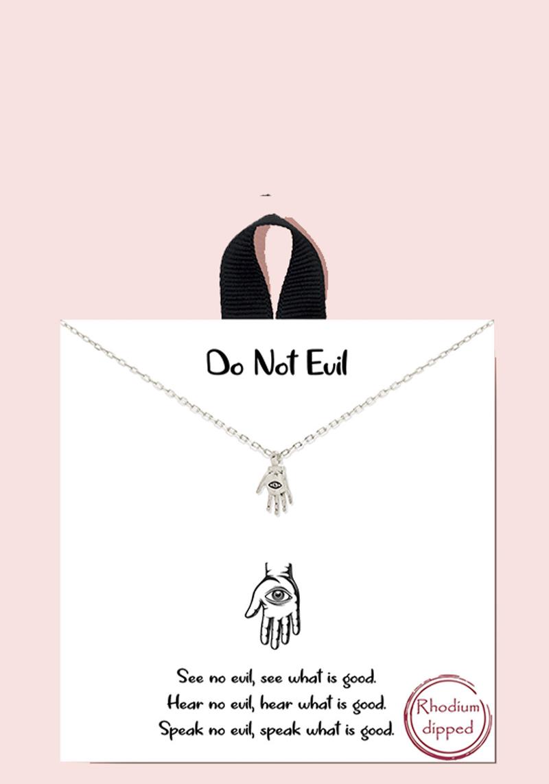 18K GOLD RHODIUM DIPPED DO NOT EVIL NECKLACE