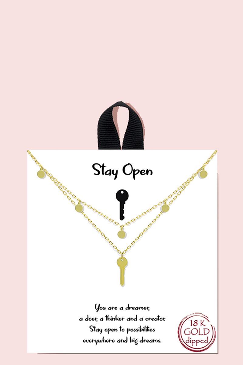 18K GOLD RHODIUM DIPPED STAY OPEN PENDANT NECKLACE