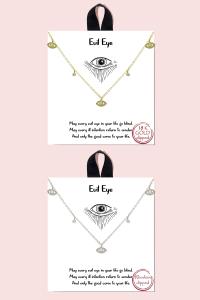 18K GOLD RHODIUM DIPPED EVIL EYE PENDANT NECKLACE