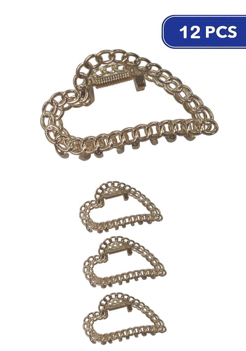 FASHION METAL HEART HAIR CLAW JAR CLIPS (12 UNITS)