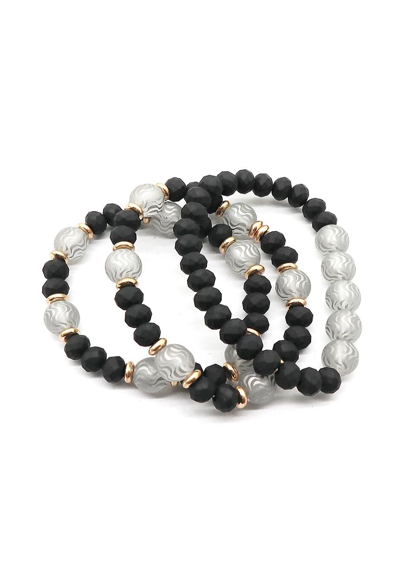 MODERN BALL BEAD CRYSTALIZED DESIGN BRACELET SET