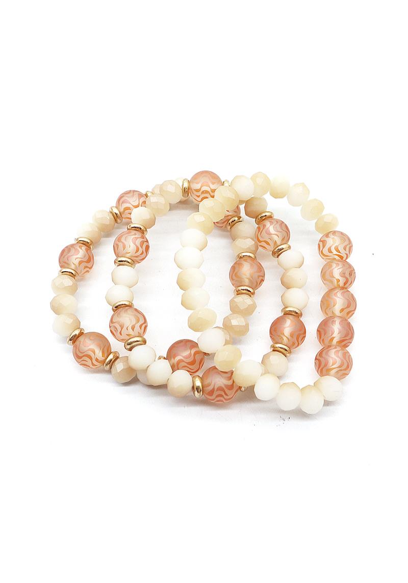 MODERN BALL BEAD CRYSTALIZED DESIGN BRACELET SET