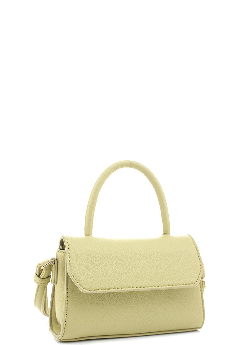 SMOOTH PLAIN TEXTURED HANDLE CROSSBODY BAG