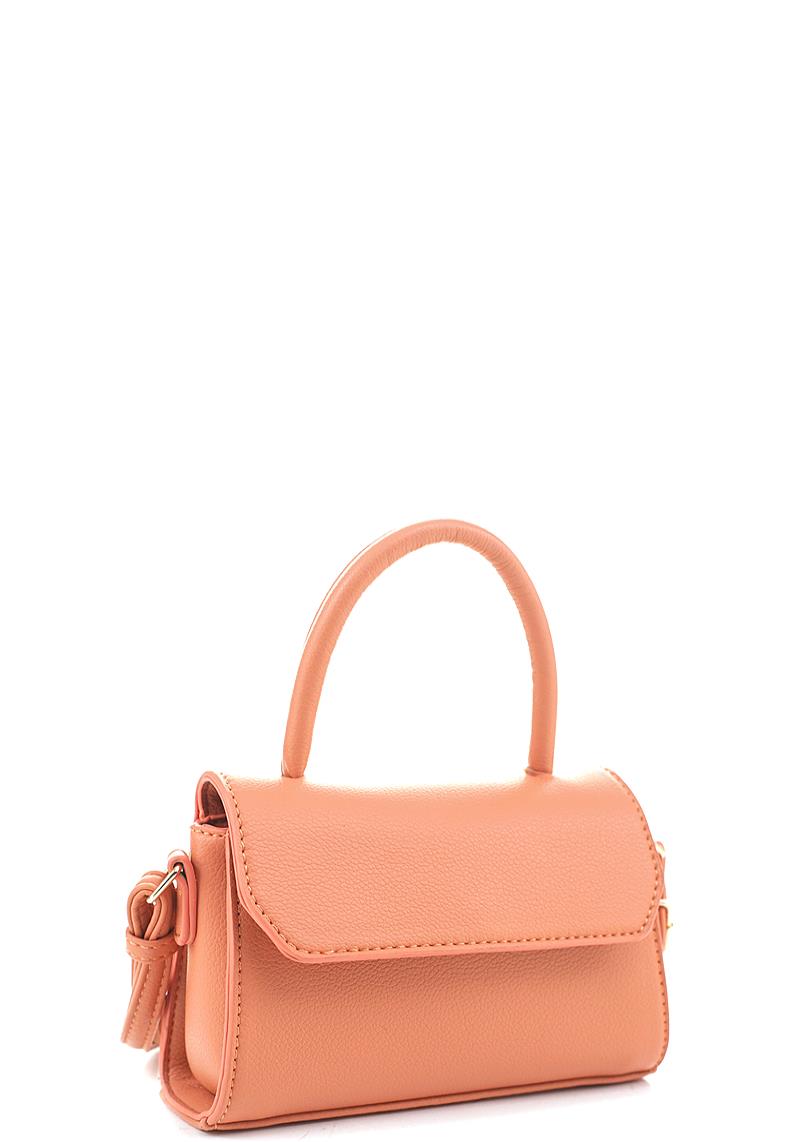 SMOOTH PLAIN TEXTURED HANDLE CROSSBODY BAG