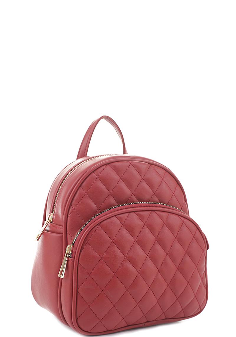 2IN! CHIC QUILTED STITCHING ZIPPER BACKPACK WITH MINI COIN PURSE SET