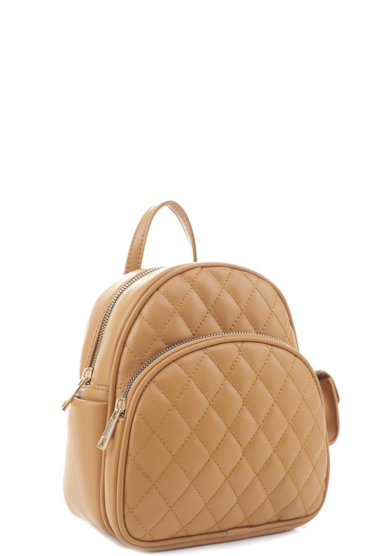 2IN! CHIC QUILTED STITCHING ZIPPER BACKPACK WITH MINI COIN PURSE SET
