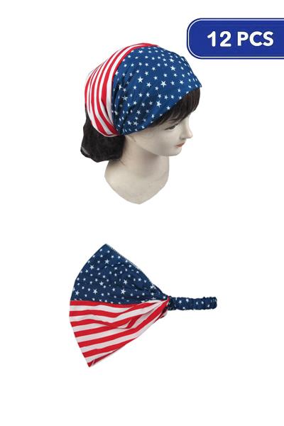 FASHION AMERICAN FLAG COLOR HEADBAND (12 UNITS)